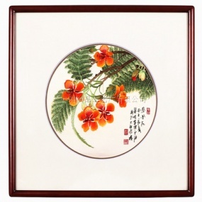 廣繡《鳳凰花》（花系列）68x68cm