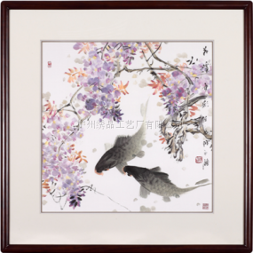 廣繡《花溪魚(yú)影》100x100cm
