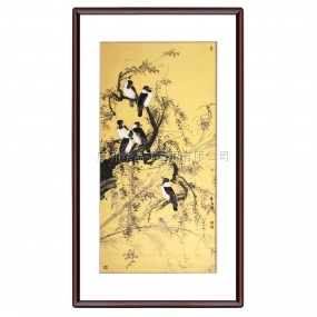 廣繡《秋樹(shù)聚禽圖》100x177cm